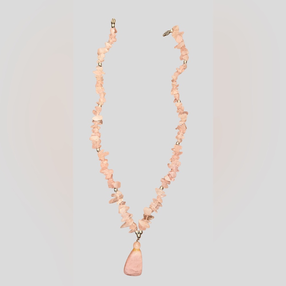 Pink Natural Stone Necklace | Elegant Statement Jewelry | Women's